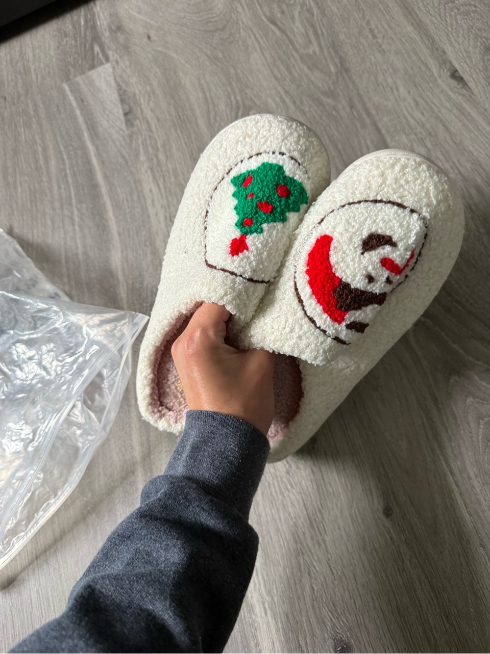 Cozy Cream Holiday Cookie Slippers